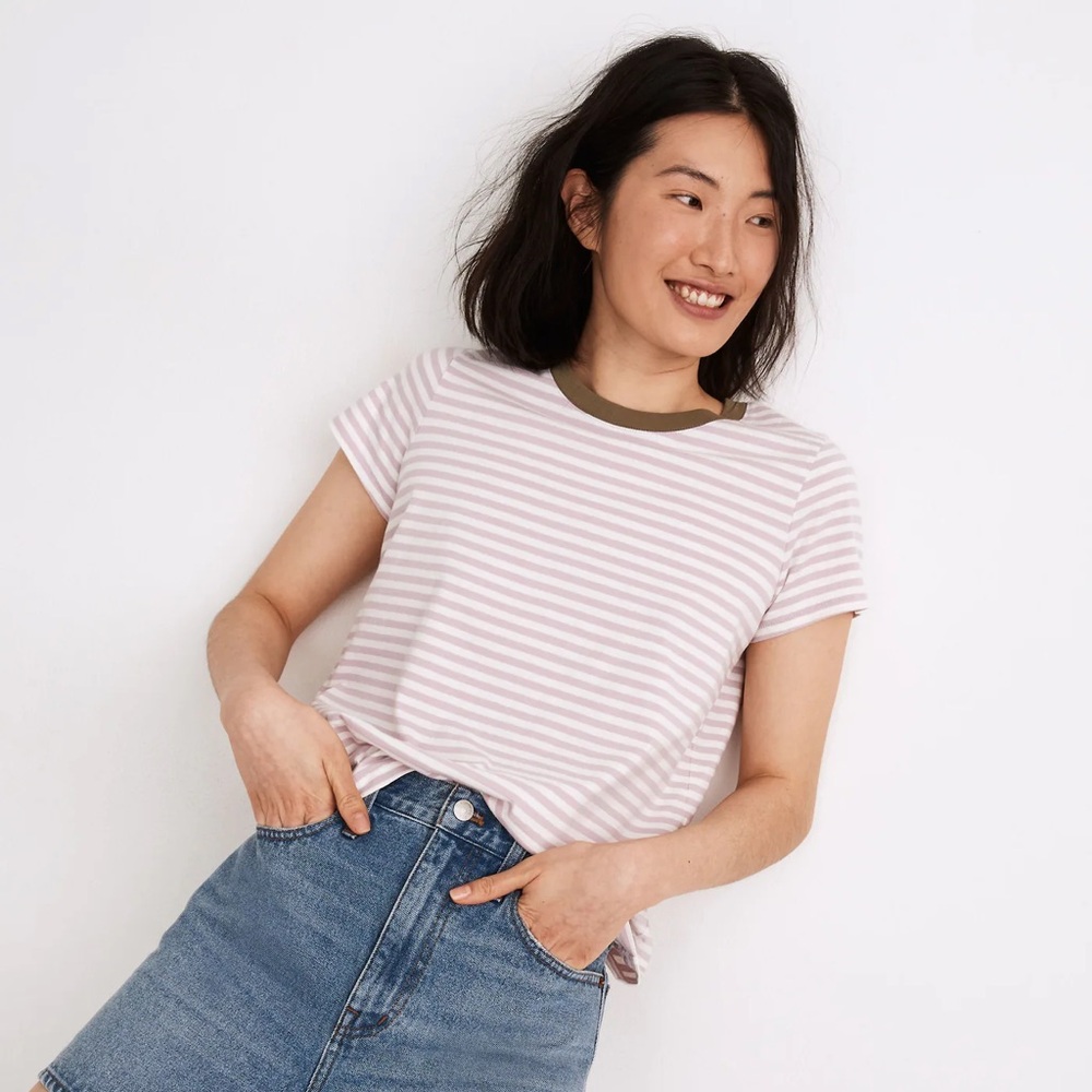 Madewell Women’s Northside Vintage Ringer Tee in Tierney Stripe in Large